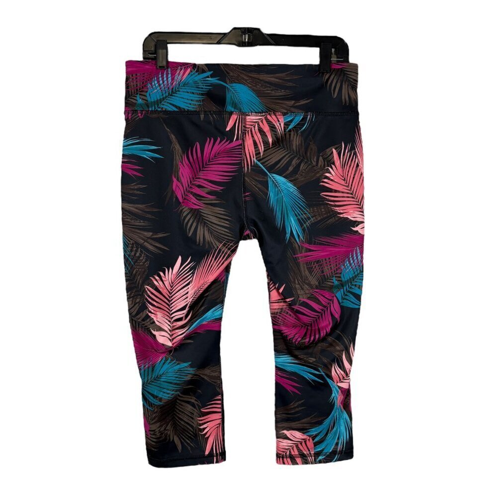 Xersion Colorful Tropical Floral Crop Capri Leggings Women's Size Large - Picture 2 of 4